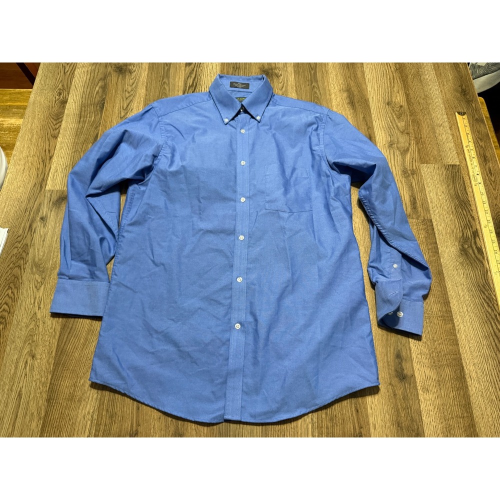 John Bartlett Statements Button Down Mens XL Blue Adult Oxford Cotton Blend Good